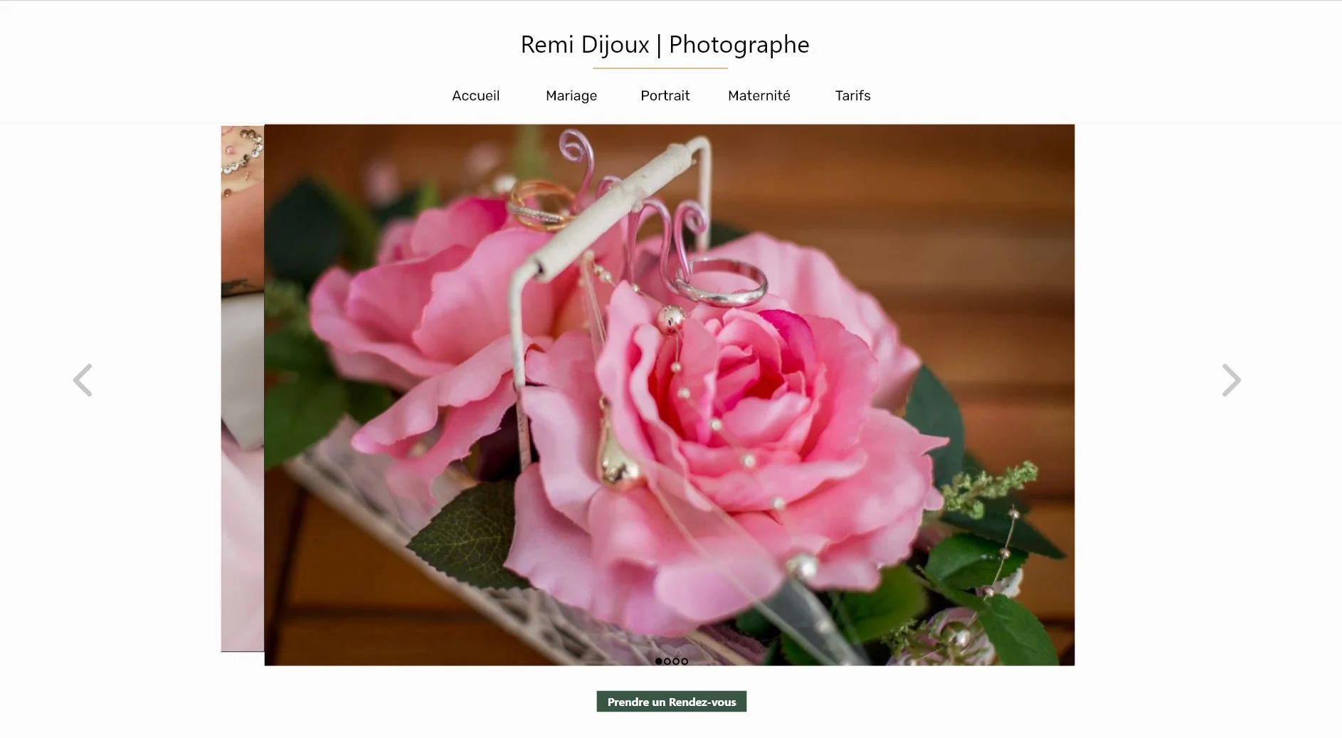 extrait de maquette du site realiser sur la photographie